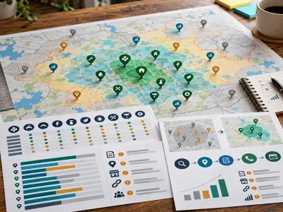 Service-area map and keyword strategy showing local targeting opportunities for home service SEO.
