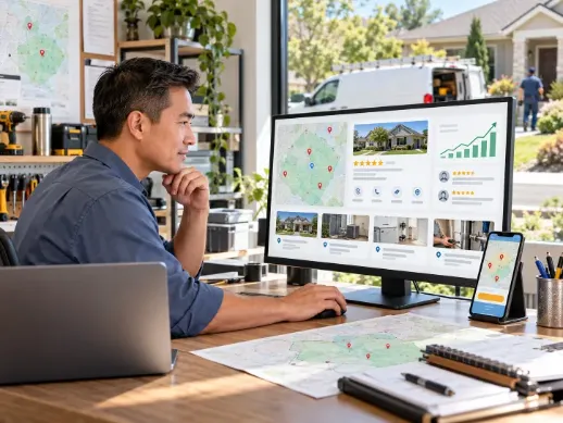 Local SEO dashboard showing map visibility for a home service business