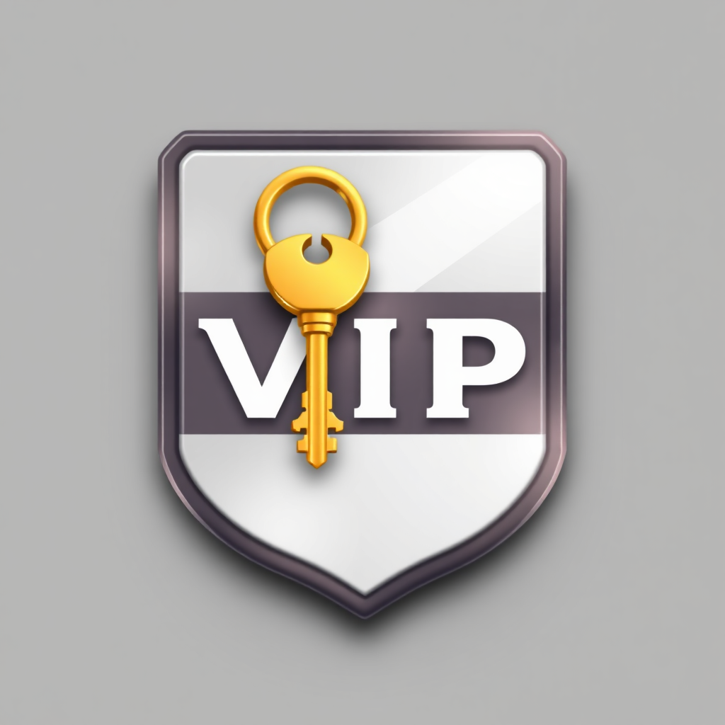 A stylized image of a VIP badge with a golden key, symbolizing exclusive access. The badge is sleek and modern. The color palette is luxurious and sophisticated. Technical specs: 4K, high-quality, digital art.