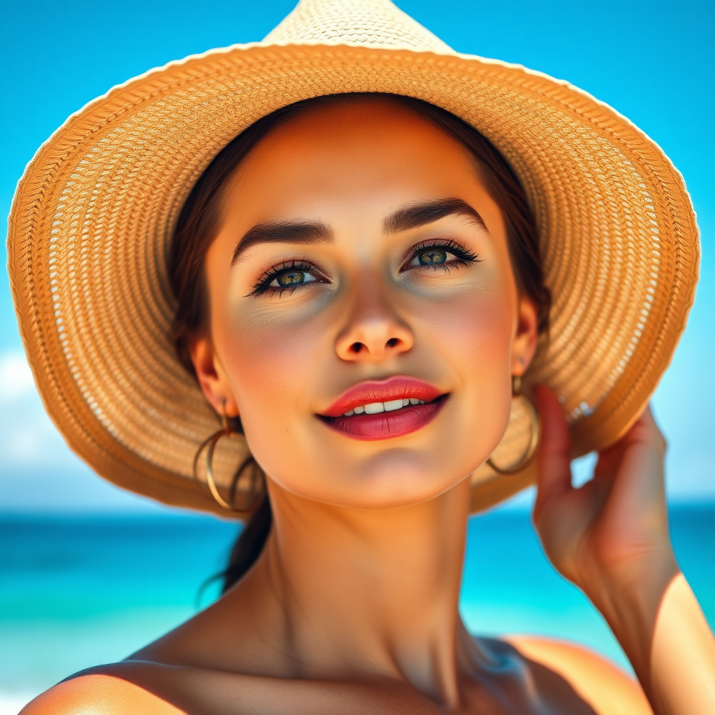 A luminous, photorealistic image featuring a woman's face in soft focus, highlighting her radiant skin. She's bathed in warm, golden light, emphasizing her youthful complexion and healthy glow. The background is a blurred botanical garden, symbolizing natural beauty. Technical specs: 4K, high quality, bokeh effect.