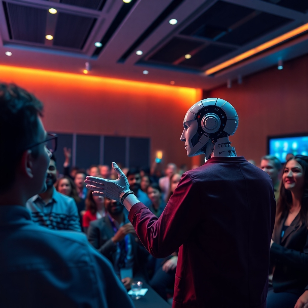 A sophisticated, photorealistic image representing AI agents delivering performance insights in a corporate environment. The scene depicts a dashboard filled with metrics and visual analytics on large displays, illustrating decision-making in action. Bright, clear lighting creates focus on the data points, while a color palette of blues and whites enhances clarity. The camera angle is head-on, allowing viewers to engage with the metrics presented. Textures should be detailed and modern, highlighting a data-rich environment. This image should also be of high quality.