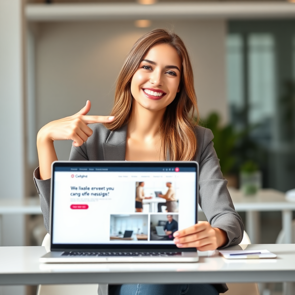 Happy businesswoman using the service with a smile