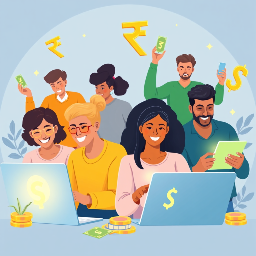 People earning online with digital tools