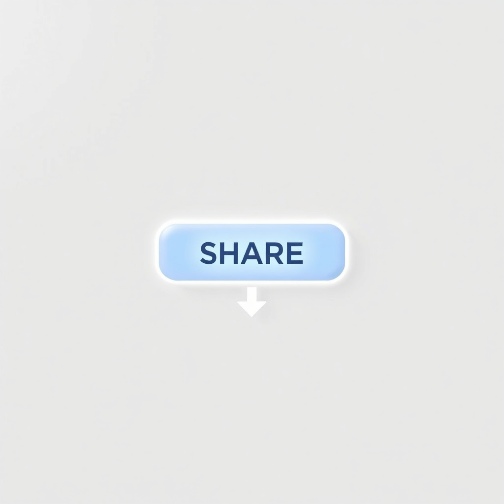A simplified interface displaying a single button labeled 'SHARE', with an arrow pointing towards it. The button is brightly lit and inviting. The background is clean and minimalist, emphasizing simplicity. 4K resolution.