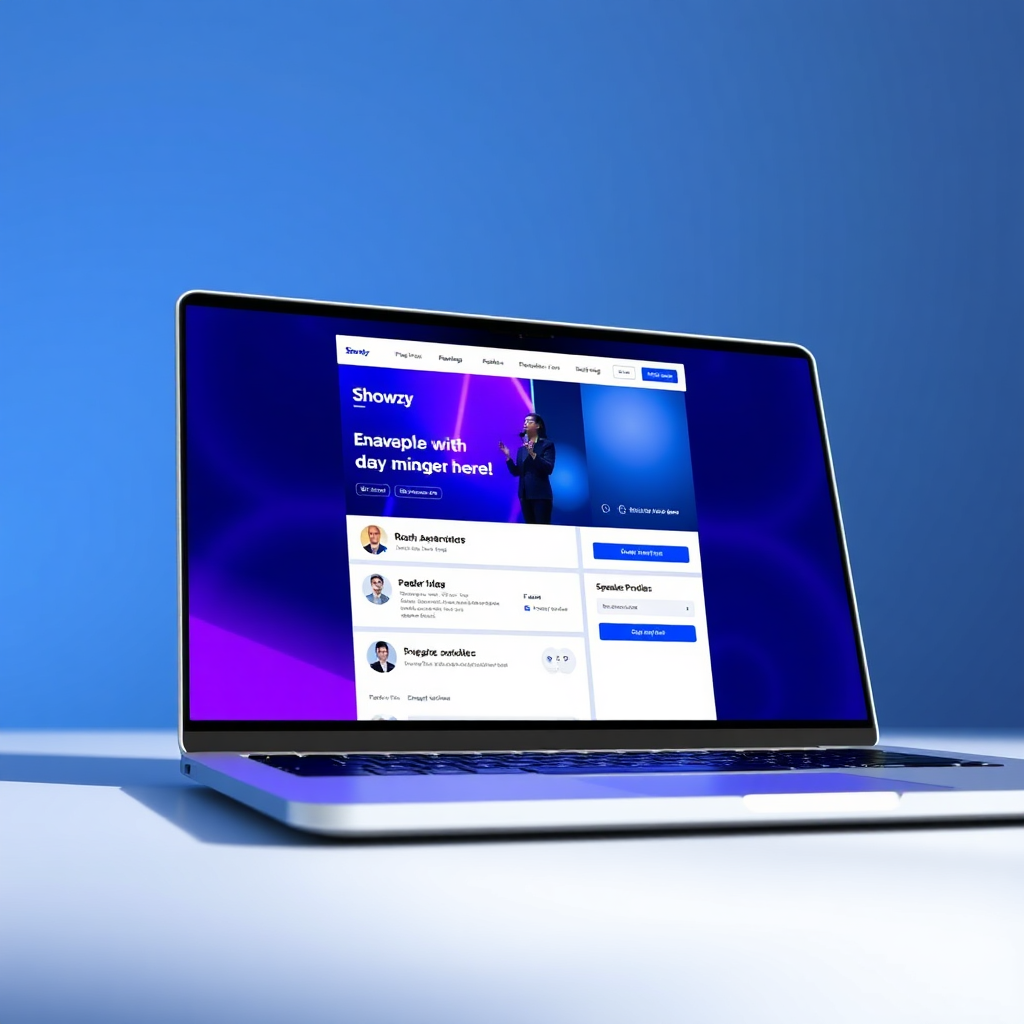 Showzy platform interface on a laptop screen