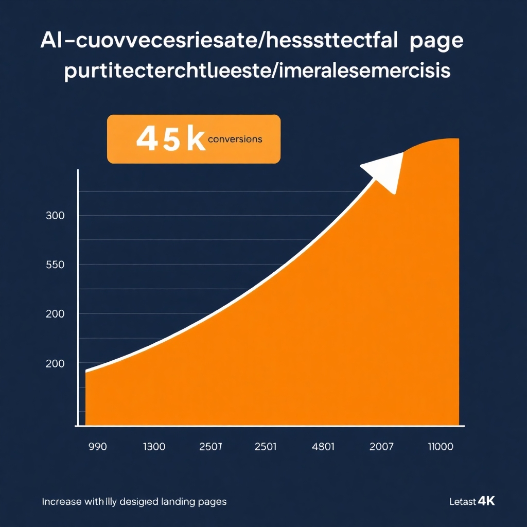 A stylized graph illustrating the increase in conversion rates achieved by integrating AI-powered assistance with beautifully designed landing pages.  The style should be simple, effective, and highlight the positive impact.  The resolution should be at least 4K.