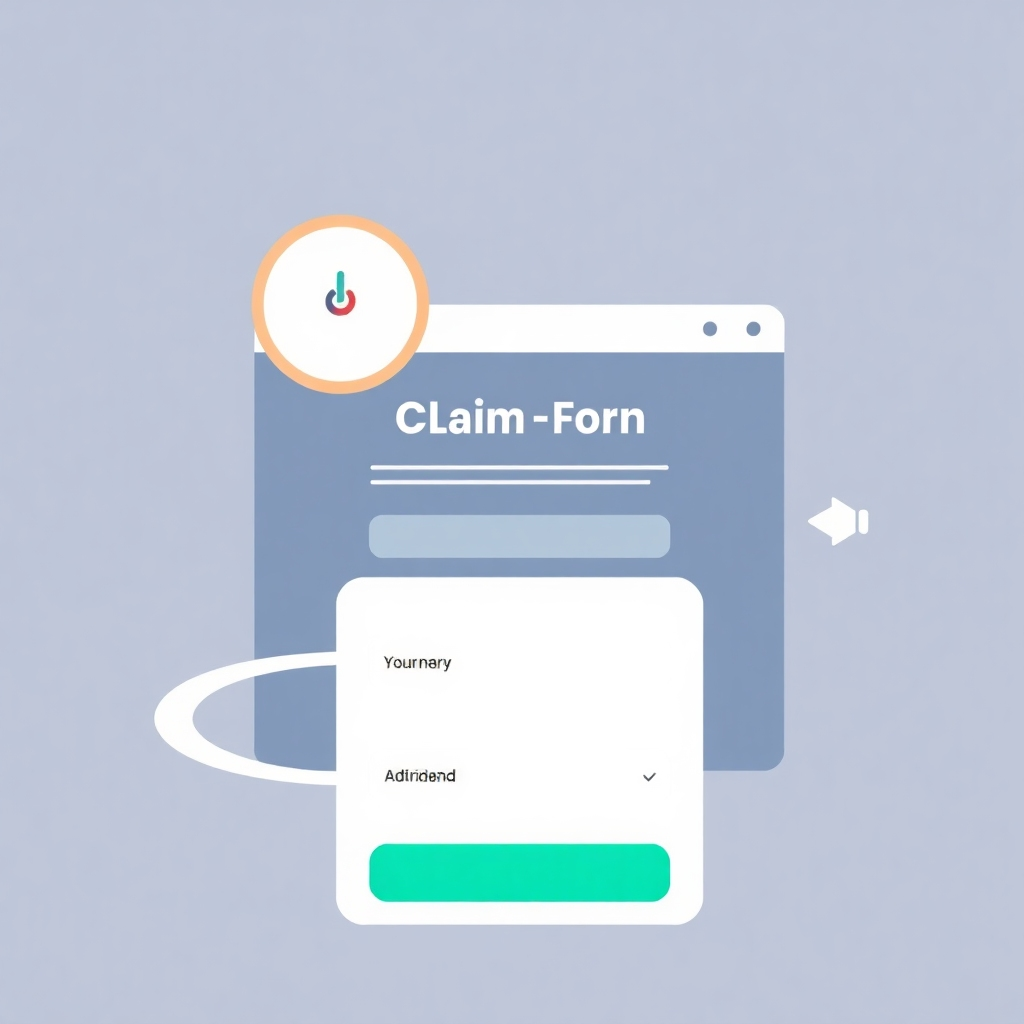 A stylized image depicting a digital claim form being processed quickly and efficiently. Clean, modern design. The focus is on speed and simplicity. 4K resolution, high quality.