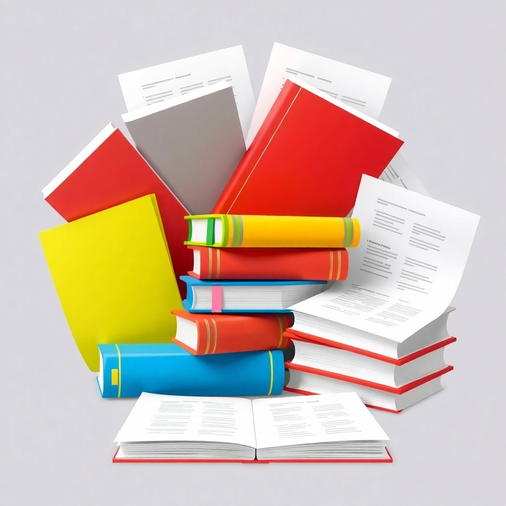 A stylized image of exam papers and textbooks arranged in a structured manner, symbolizing comprehensive exam preparation. The image should evoke a sense of organization and thoroughness. 4K resolution, high quality.