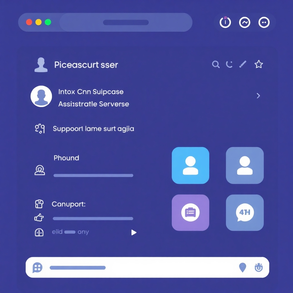 A stylized image showcasing an AI assistant interface, providing information and support.