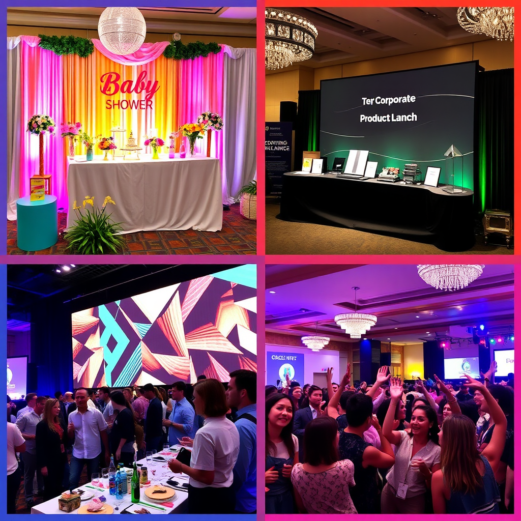 Montage of diverse special event scenes