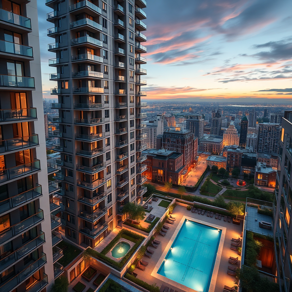 Modern Apartment Complex with City View