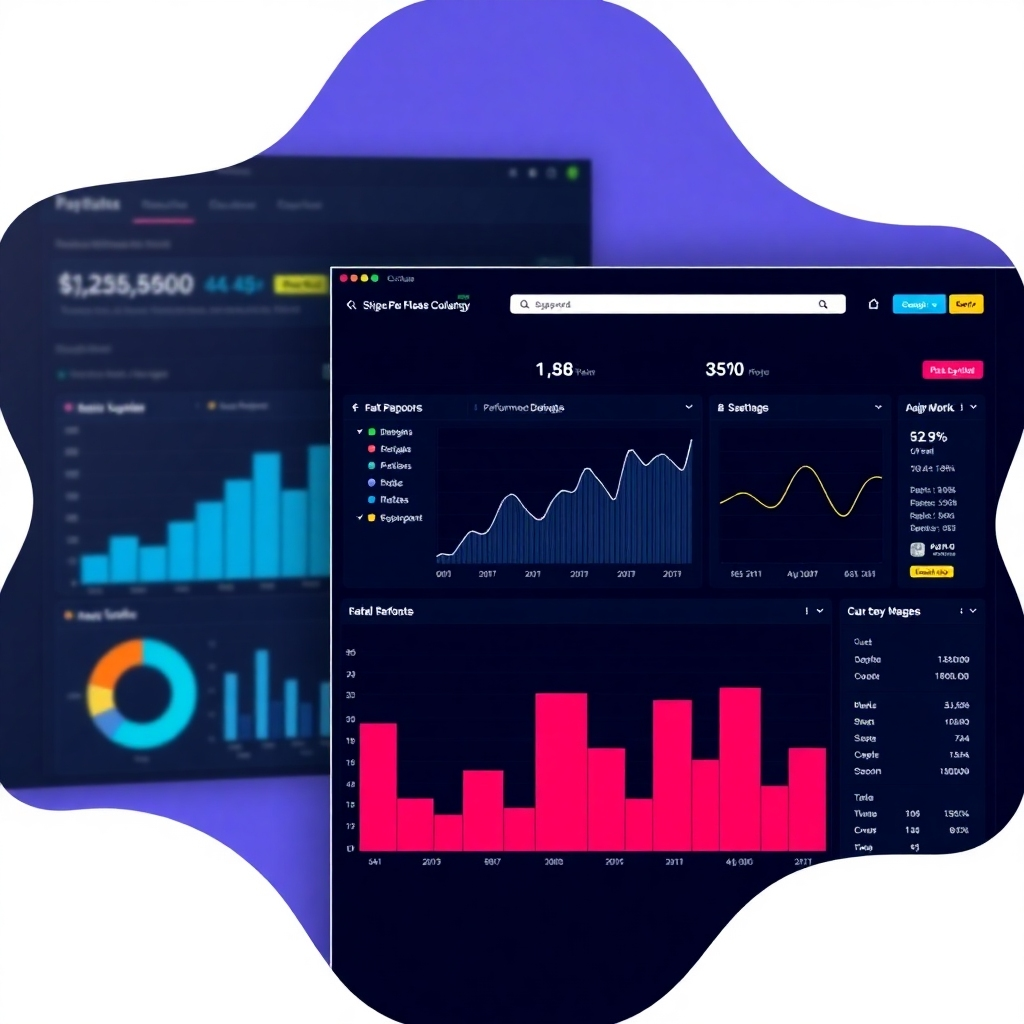  An image showcasing data graphs and analytics dashboards alongside a high-performing landing page. The image should represent the harmony between design, user experience and data-driven decisions. The style should be modern and clean, with a color scheme consistent with corporate branding. Resolution should be 4K.