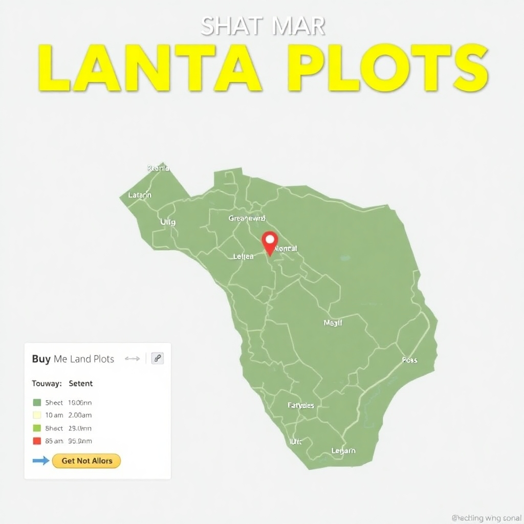 An image that showcases a digital map of land plots, with a clear call to action to buy or get more information. The style should be clean and professional.