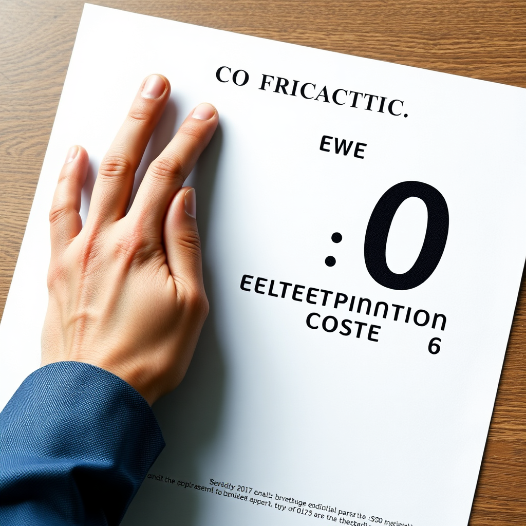 An individual hand placing a zero figure on a contract paper, highlighting the zero brokerage costs. 4K, stylized.