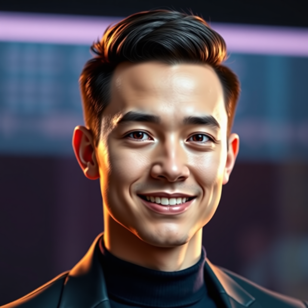 Charismatic male AI avatar