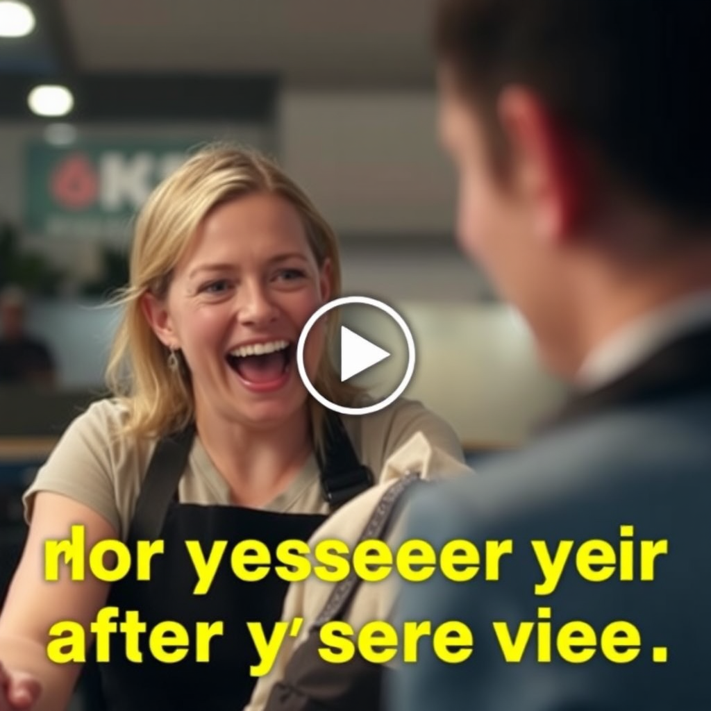 Short videoclip capturing the reaction of a customer after her service.