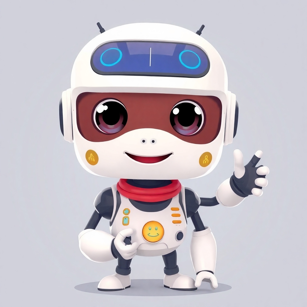 Stylized image: A friendly AI character providing assistance to a user. Friendly and approachable character design. 4K resolution.