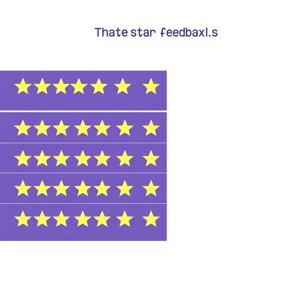 Visualize a series of star ratings displayed prominently next to business listings. The design is simple and clear, emphasizing the value of customer feedback.
