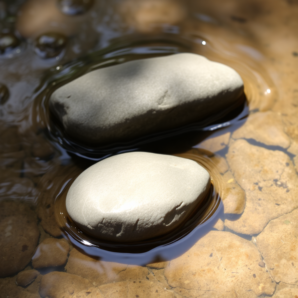River stones in water