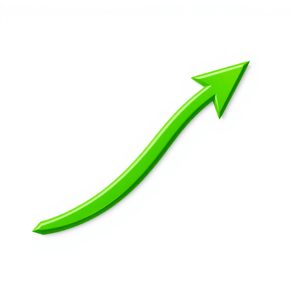 Upward trending green arrow