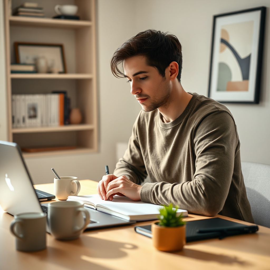 Creator working in a modern home studio