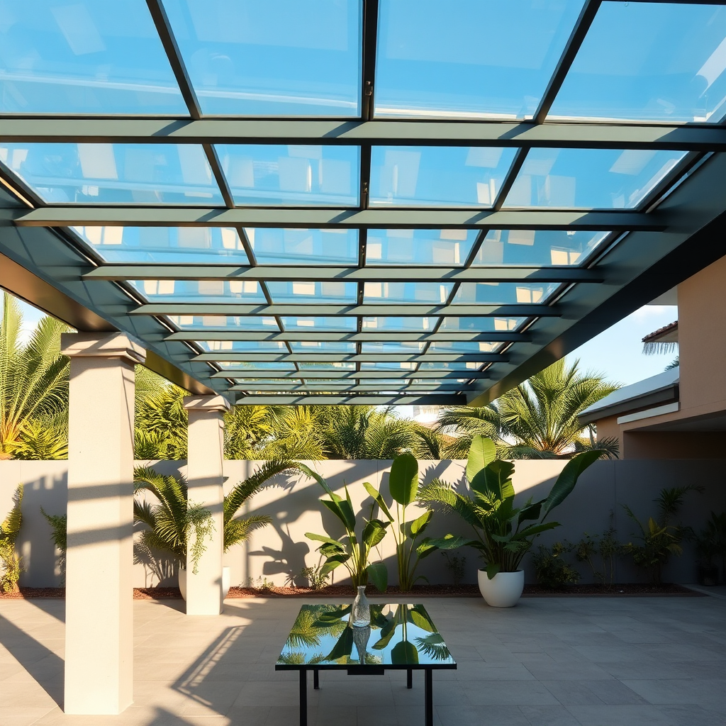 Glass roof pergola