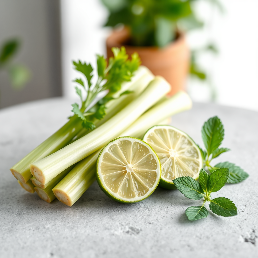 Celery and lime garnish