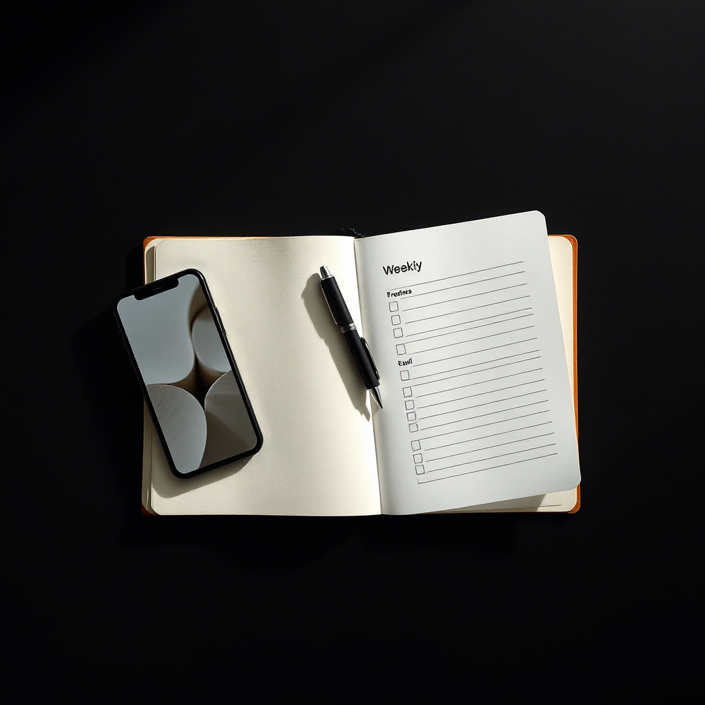 Minimalist weekly plan and progress setup