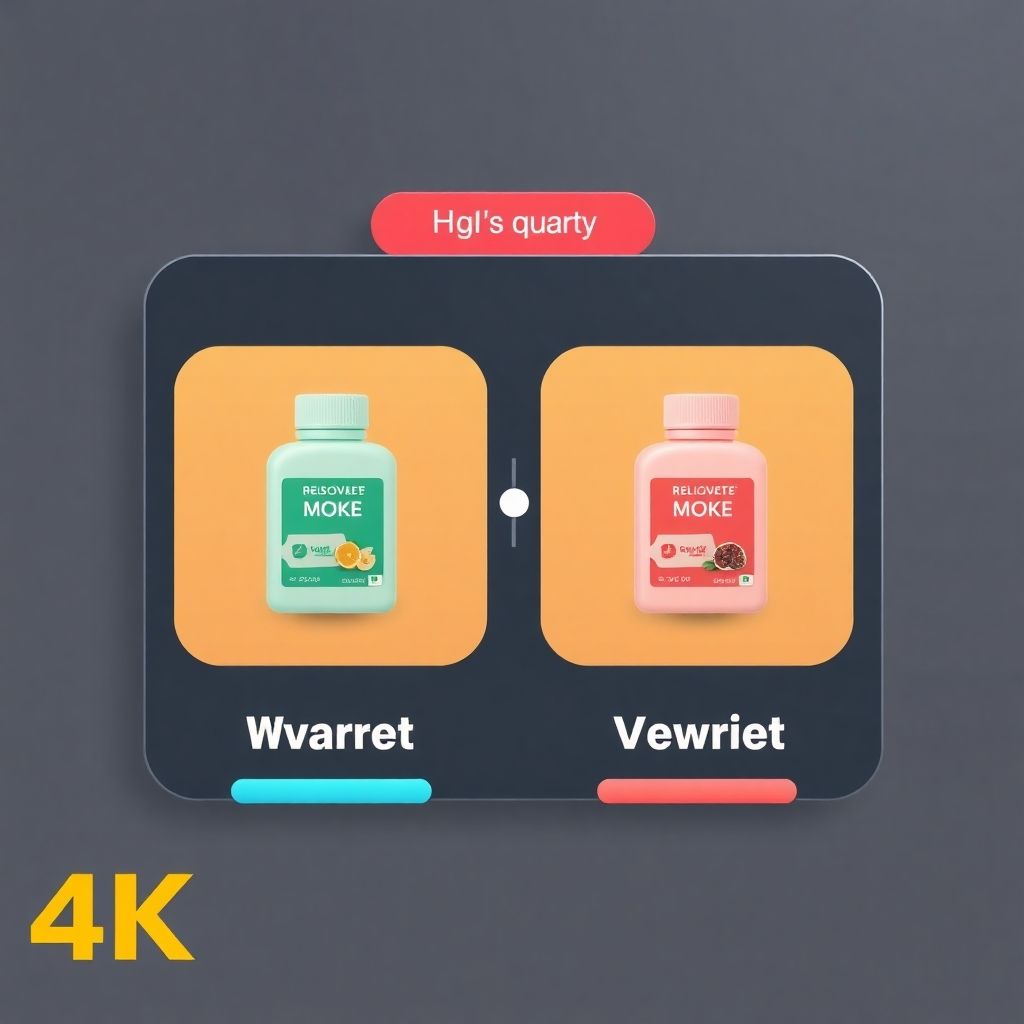 Una imagen estilizada que muestra una herramienta de comparación y muestra claramente las diferencias y similitudes entre dos productos. Alta calidad (4K).