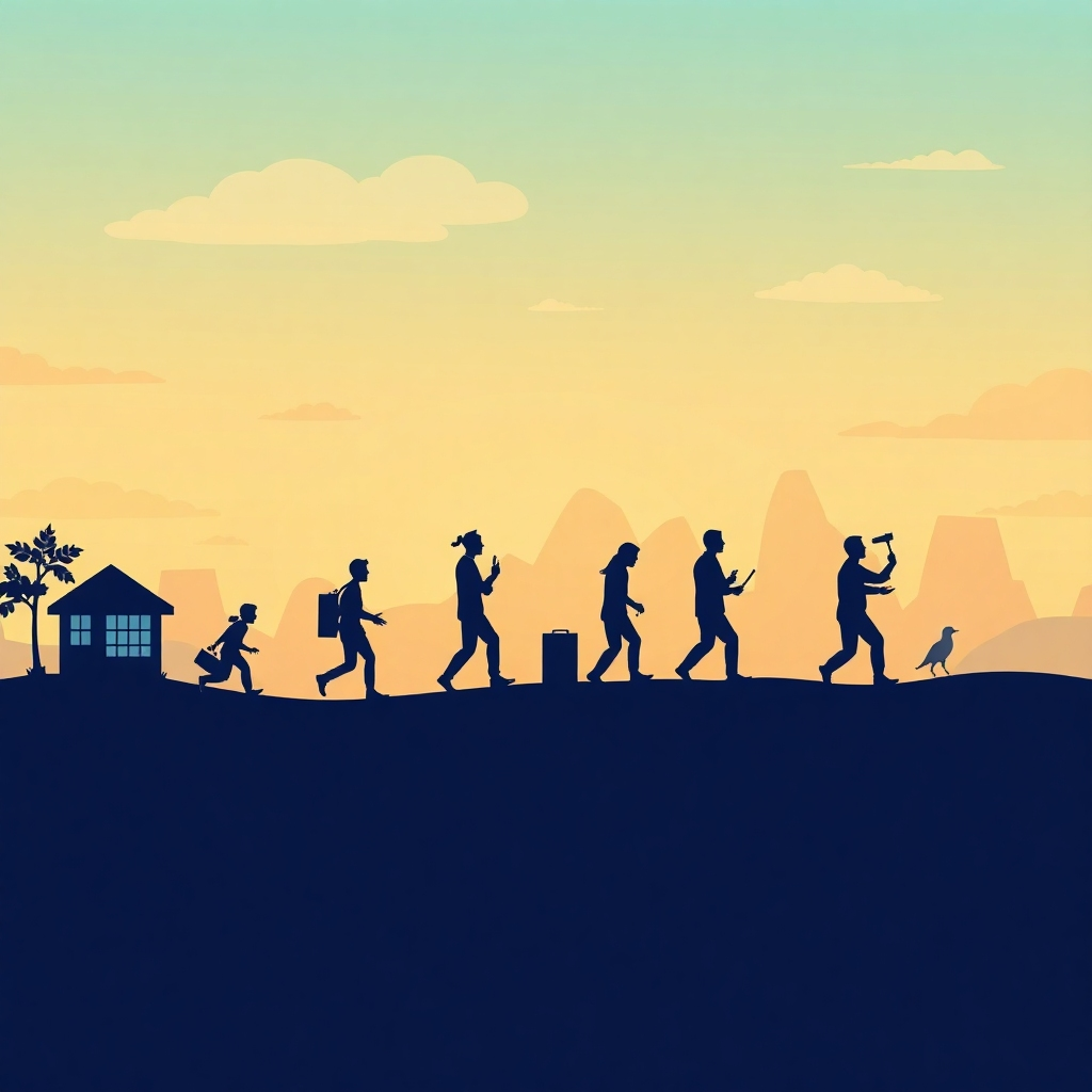 Una imagen estilizada que muestra la evolución de la empresa desde sus humildes inicios hasta su éxito actual. Las imágenes deben evocar una sensación de crecimiento, innovación y confianza. Alta calidad (4K).