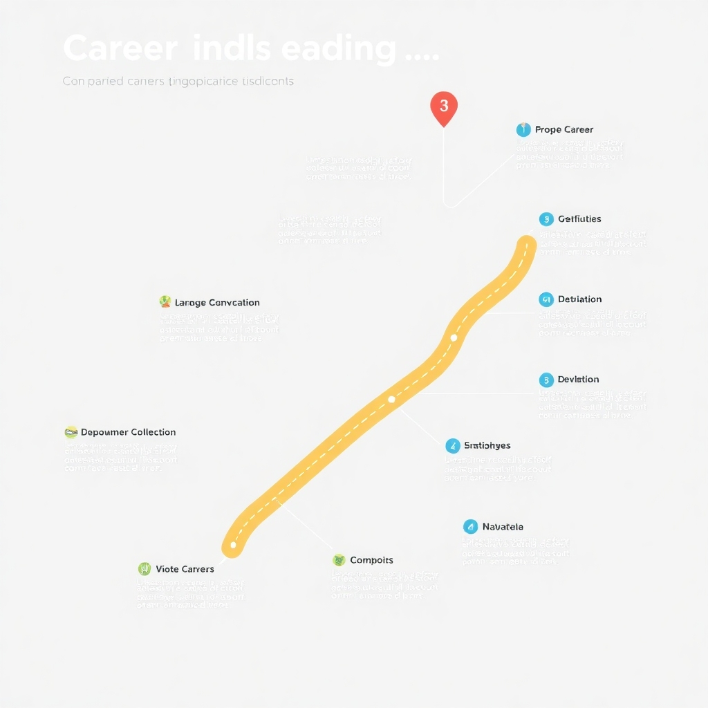 A stylized image depicting a roadmap with various career paths and options, symbolizing the choices and potential destinations. Use a clear and concise style, with a clean, easily understandable layout and color scheme. The style should be similar to a modern career guidance infographic. The technical specs should be 4K resolution, high-quality rendering.
