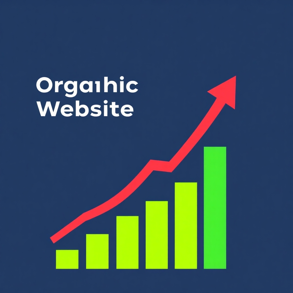 A stylized image depicting a rising graph or upward-trending arrow, representing the growth in organic website traffic. This image should be clean, modern, and professional, visually communicating success. Use a vibrant yet professional color palette.