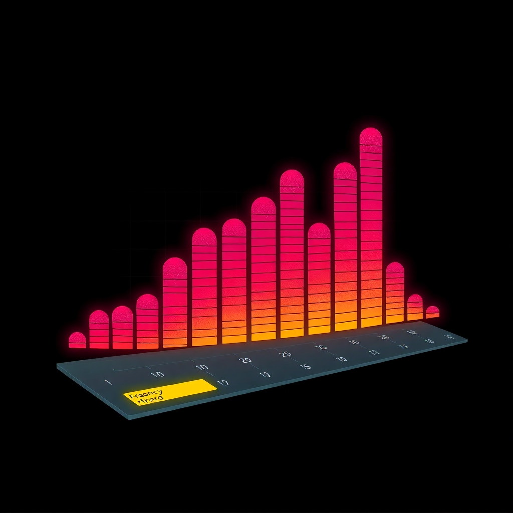 A stylized image depicting a spectrum analyzer with various frequency bands highlighted in different colors and textures. This should represent the sound created by audio effects in an illustrative way. The style should be modern and energetic.
