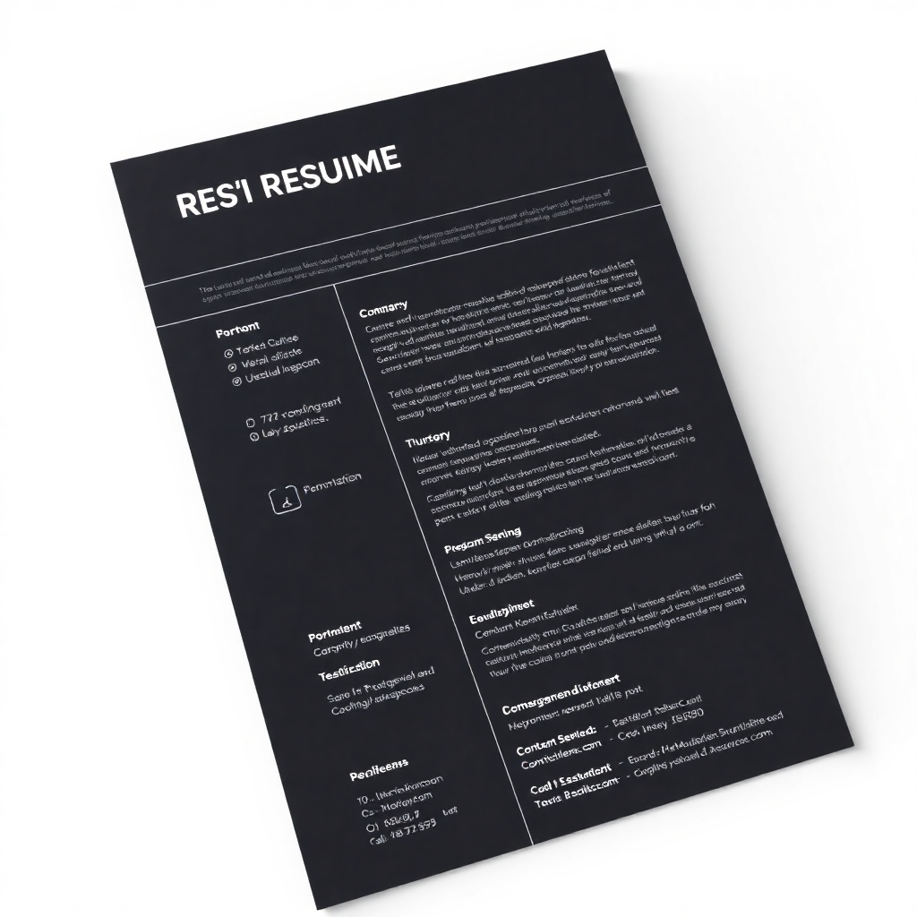 A stylized image of a professionally designed resume/CV template, emphasizing its clean, organized layout and attention to detail. The style should reflect modern resume design principles, using clear fonts and visual elements. The technical specs should be 4K resolution, high-quality rendering.
