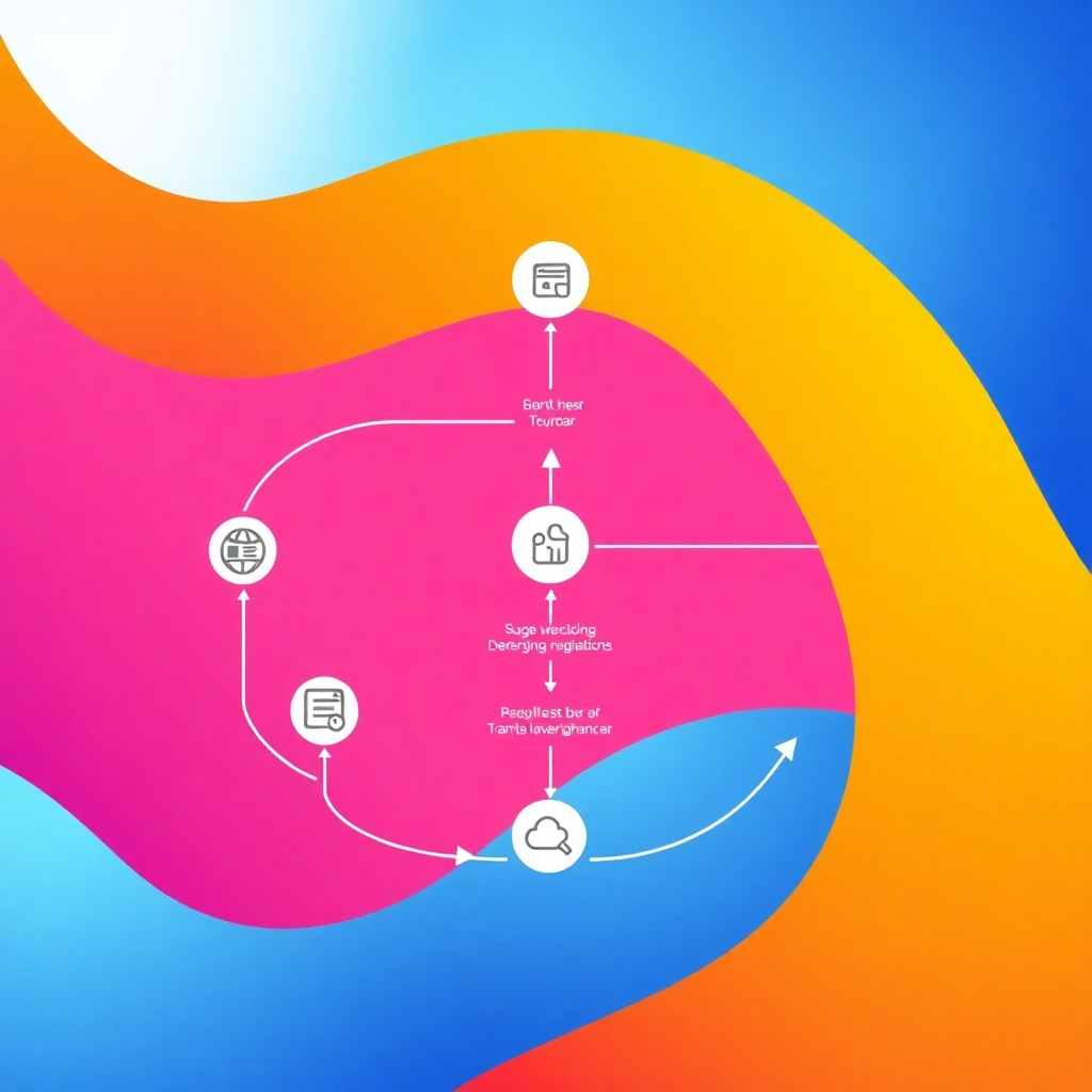 A stylized image using a flowchart-style graphic to represent the ease of website navigation. Smooth lines and vibrant colors should be used to illustrate a smooth user journey.  The style should be clean and modern, avoiding clutter. The image should focus on clarity and simplicity, highlighting the seamless user experience provided by well-designed navigation.