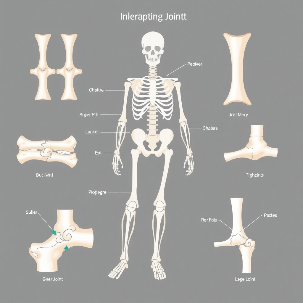 An illustration showcasing various types of joints, clearly labeled and rendered in a clean, modern style. This could be a combination of photorealistic elements and stylized diagrams.