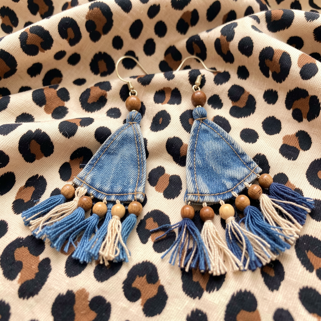 Leopard Print Tassel Earrings
