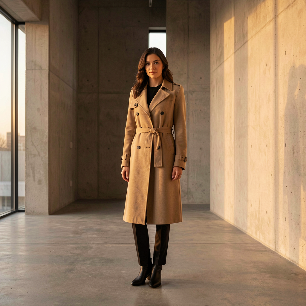 High fashion editorial model in tailored coat