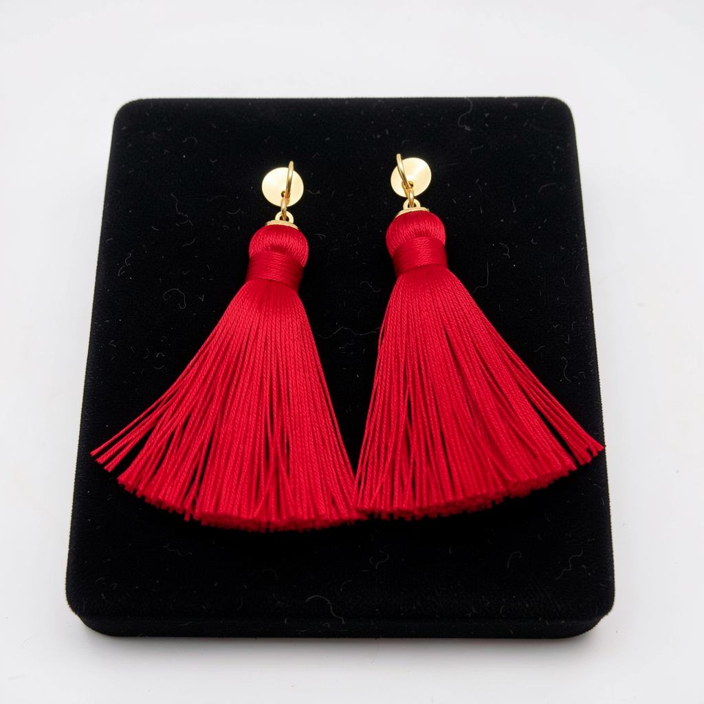 Red Tassel Earrings