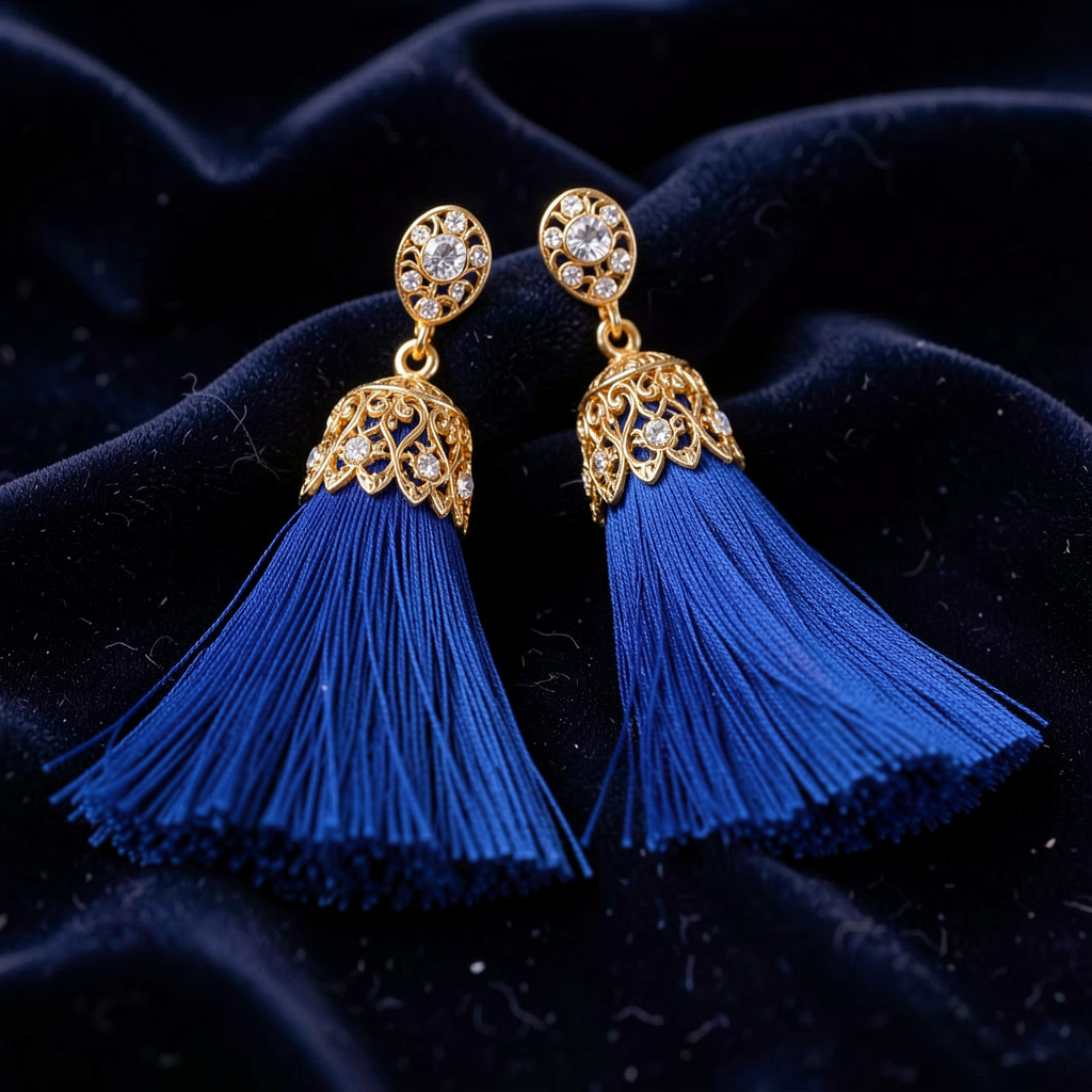 Royal Blue Tassel Earrings