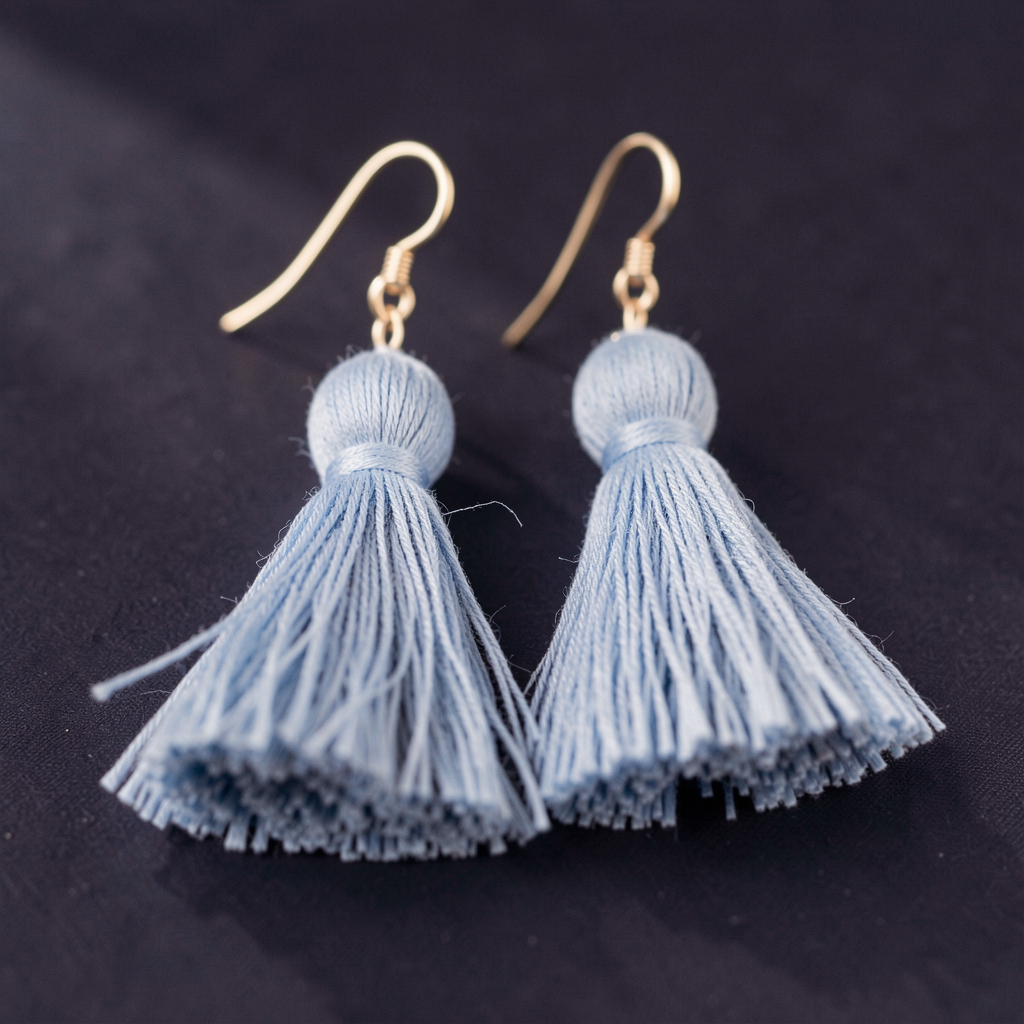 Dusty Blue Tassel Earrings