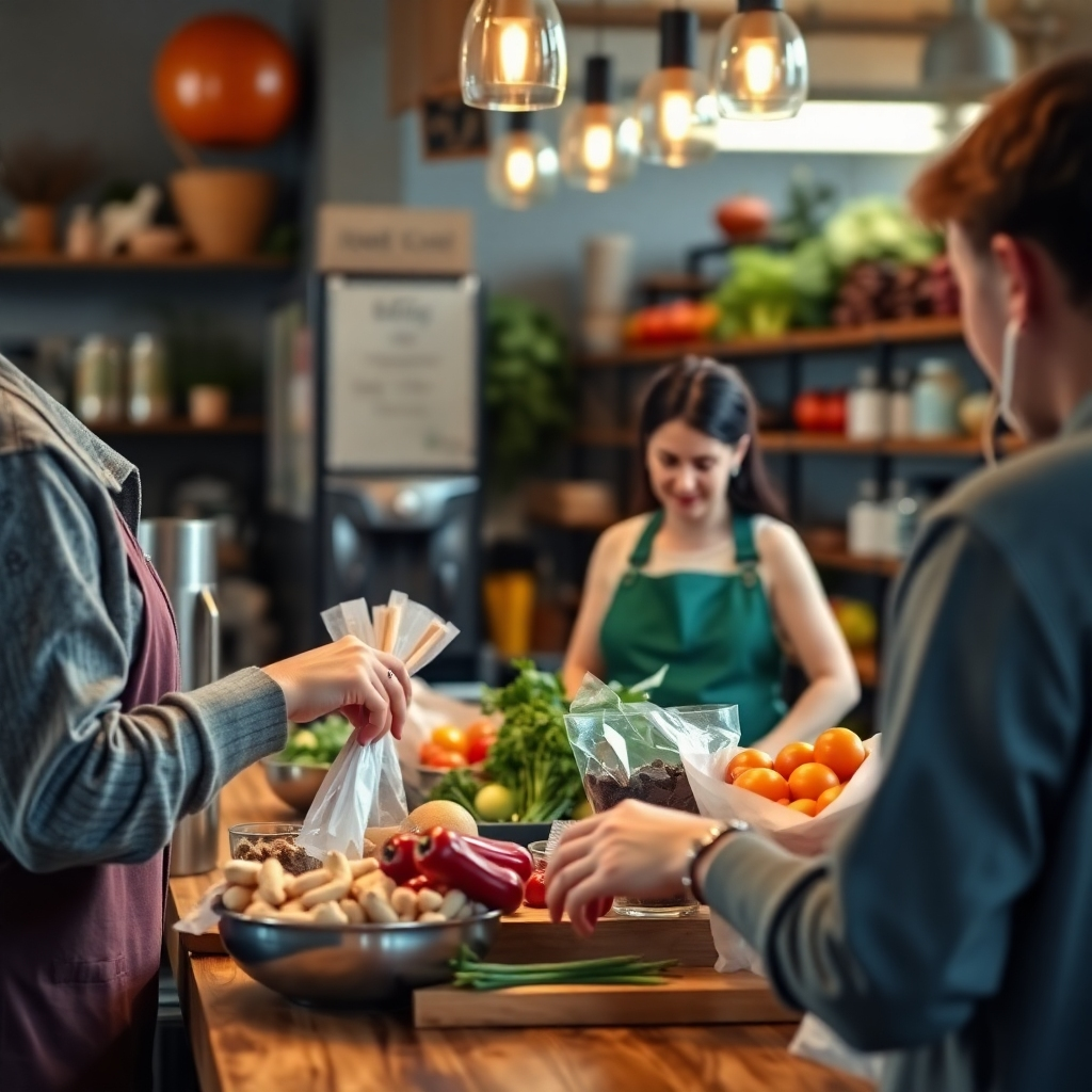 Photorealistic image highlighting the sourcing of local ingredients for the cafe, emphasizing the cafe's support of the local community. The resolution should be 4K.