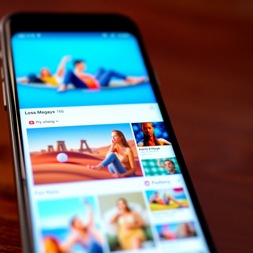 Photorealistic image of various social media posts displayed on a phone screen. The images should be eye-catching and visually appealing. The color scheme should be bright and engaging.