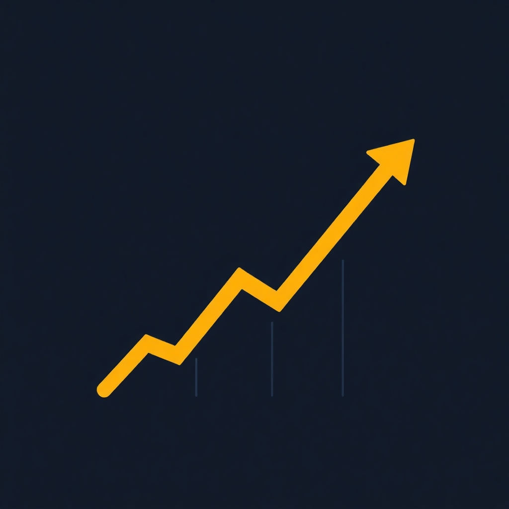 Stylized image of an upward-trending graph, representing financial growth. The style should be clean, modern, and professional. Style reference: Modern financial graphs