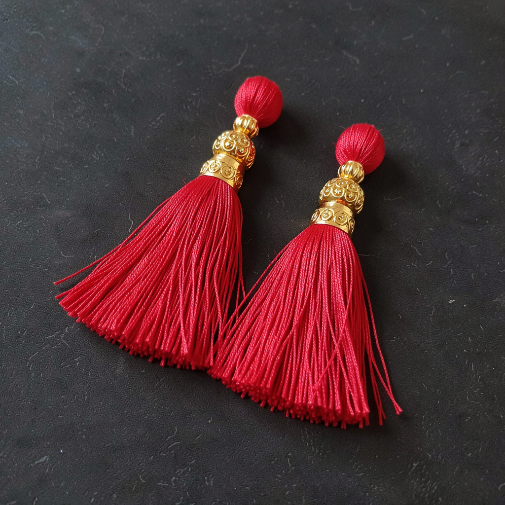 Red Tassel Earrings