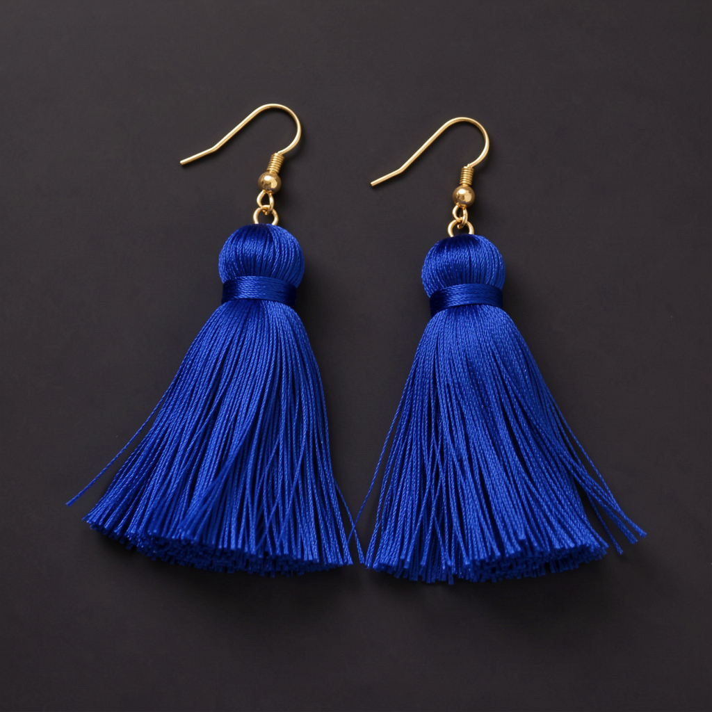 Blue Tassel Earrings