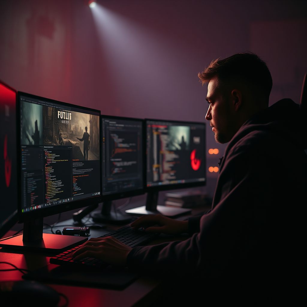 Developer working on game