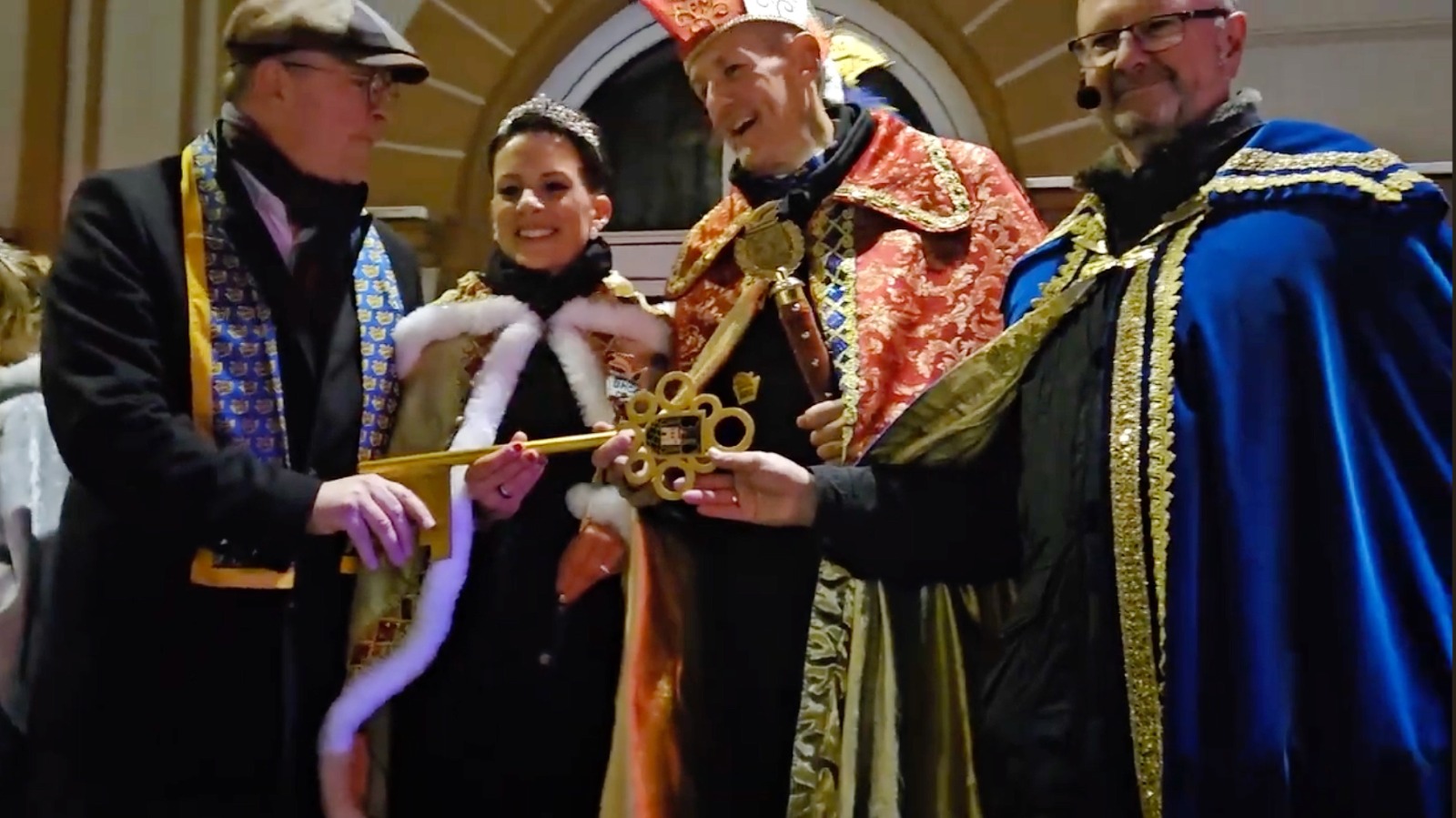 Create a stylized image, in 4K resolution, capturing the essence of BHCC Bad Hall. The image could be a vibrant collage of elements representing the Carnival: colorful masks, confetti, a glimpse of a festive parade, and perhaps a stylized logo for BHCC Bad Hall incorporated seamlessly. The color palette should be bright and celebratory. The composition could be arranged in a circular pattern, suggesting a continuous cycle of fun and festivity. The style should evoke a sense of dynamism and joy, similar to mid-century modern poster art.  The image should aim to convey the essence of celebration and community spirit, capturing the unique atmosphere of Carnival in Bad Hall.