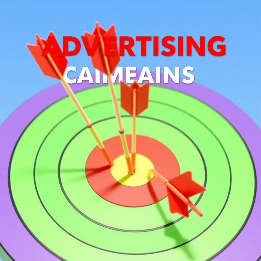 Create an image of a target with arrows hitting the bullseye, representing targeted advertising campaigns. Use bright colors and a clear focus to highlight the accuracy and effectiveness.