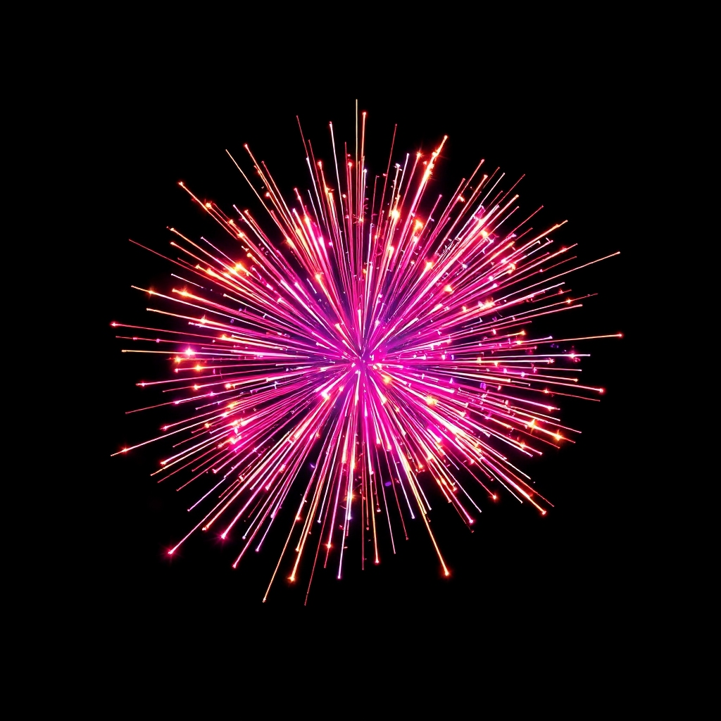 Create an image representing a burst of creative ideas, perhaps symbolized by fireworks or a blossoming flower made of light. Emphasize vibrant colors and a sense of explosive innovation. The style should be visually stunning and conceptually rich.